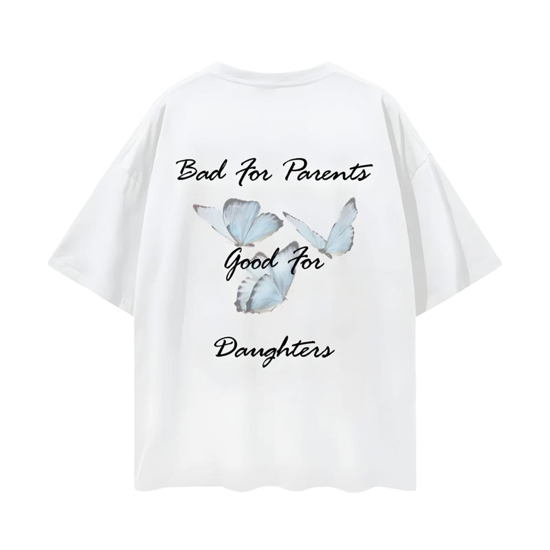 Bad for Parents (Blue Butterflies) T-shirt